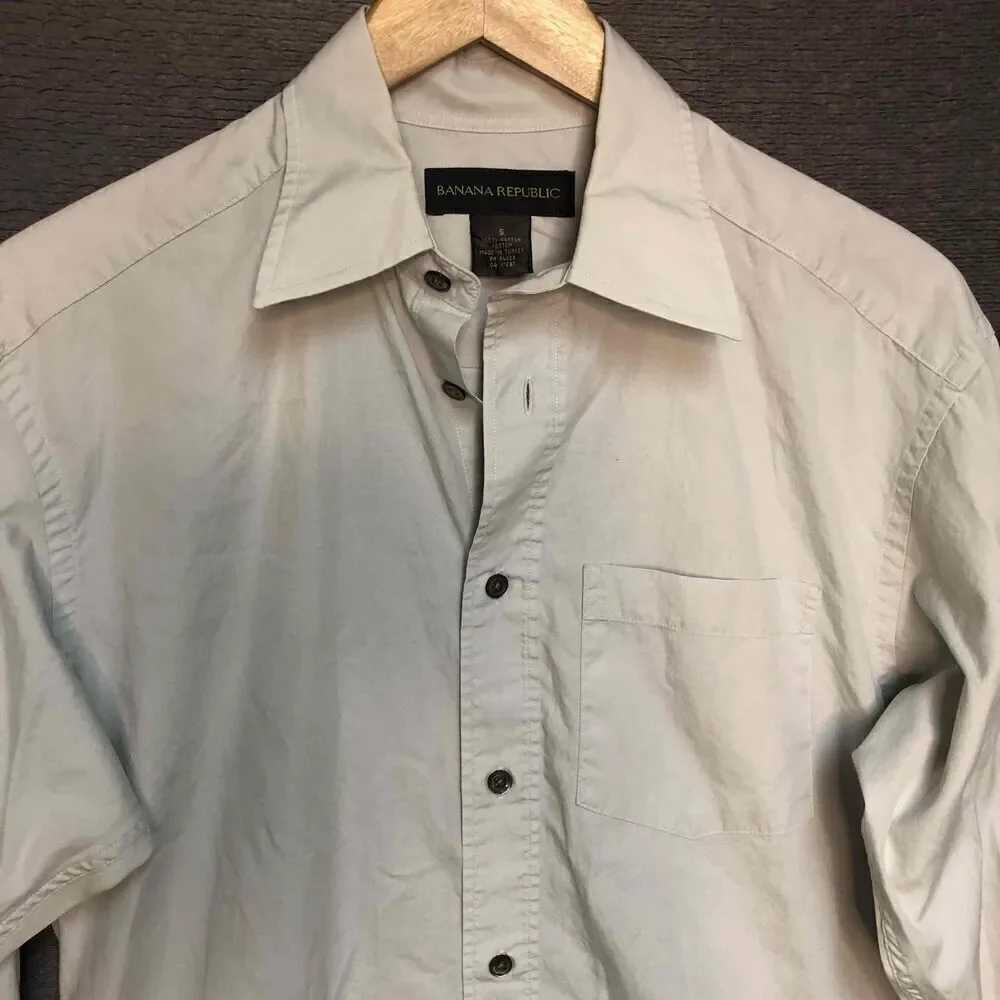 Banana republic Mens grey Long Sleeve Button Up Collared Dress Shirt Size L